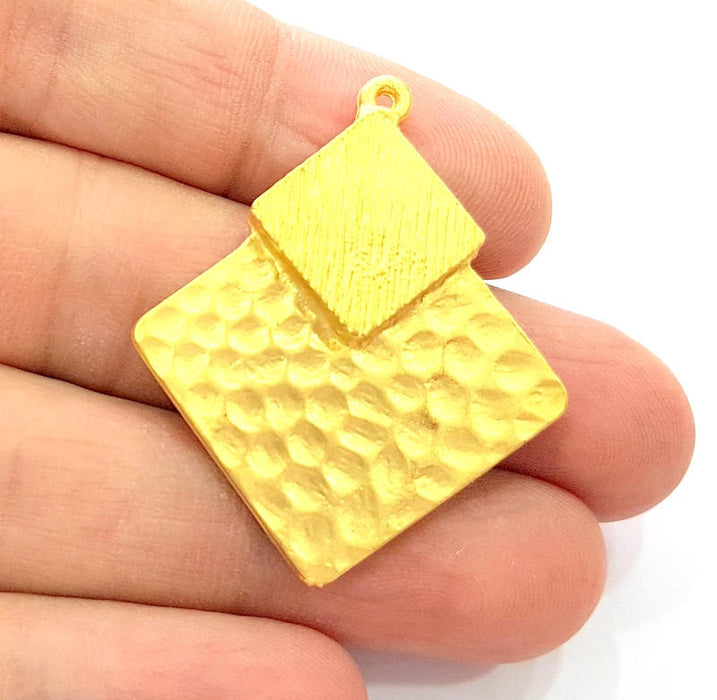 Gold Pendant Gold Plated Hammered Pendant (42x35mm)  G7958