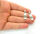 4 Silver Pendant Antique Silver Plated Pendant (28x9mm) G7960