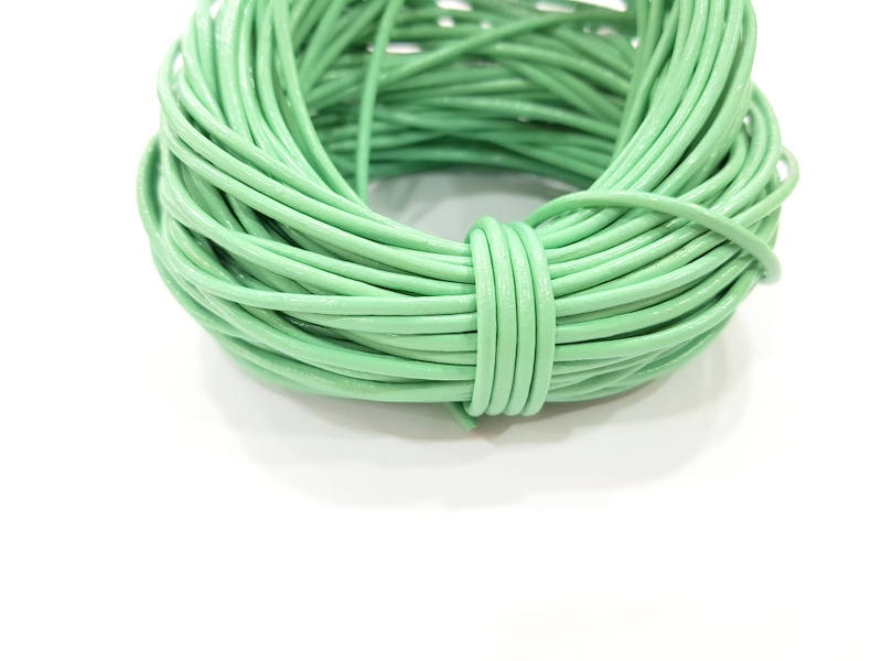 Leather Water Green Cord 1mt-3.3 ft (2mm) Round Leather Lacing G7962