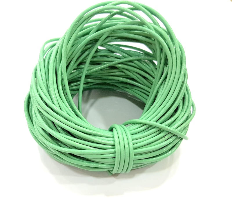 Leather Water Green Cord 1mt-3.3 ft (2mm) Round Leather Lacing G7962