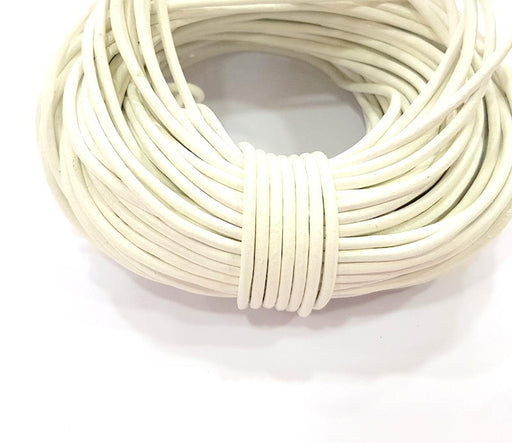 Leather White Cord 1mt-3.3 ft (2mm) Round Leather Lacing G7965