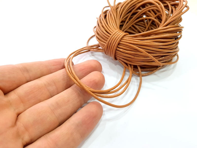 Leather Brown Cord 1mt-3.3 ft (2mm) Round Leather Lacing G7968