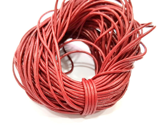 Leather Claret Red Cord 1mt-3.3 ft (1.5mm) Round Leather Lacing G7980