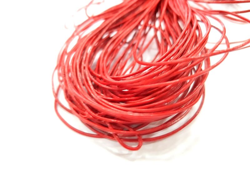 Leather Red Cord 1mt-3.3 ft (1mm) Round Leather Lacing G7982