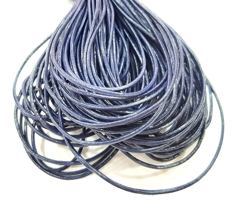 Leather Navy Blue Cord 1mt-3.3 ft (1mm) Round Leather Lacing G7985