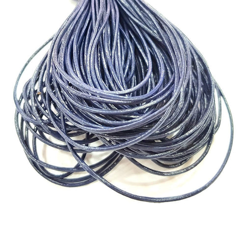 Leather Navy Blue Cord 1mt-3.3 ft (1mm) Round Leather Lacing G7985