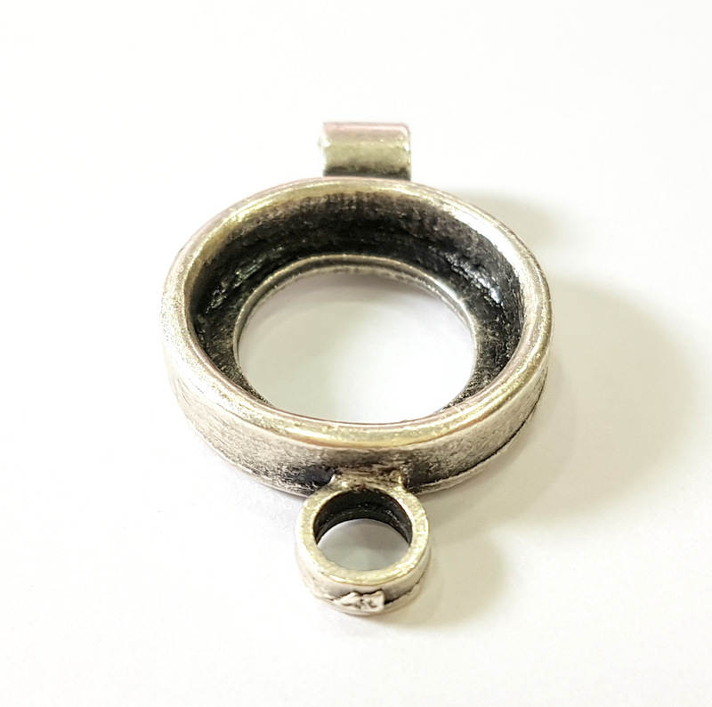 Silver Pendant Antique Silver Plated Pendant Blank (35x21mm) G7462