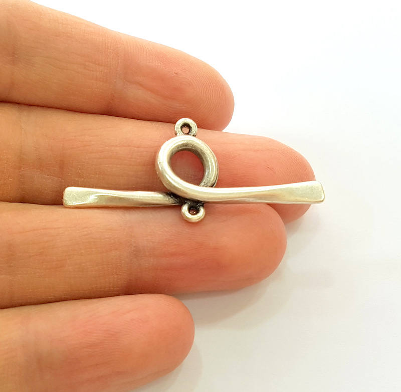 10 Silver Connector Pendant Antique Silver Plated Pendant Connector (34x19mm) G7464