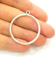 4 Circle Charms Antique Silver Plated Circle Charms (36mm)  G8297