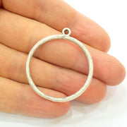 4 Circle Charms Antique Silver Plated Circle Charms (36mm)  G8297