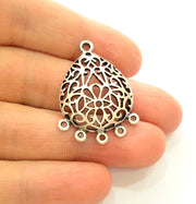 4 Silver Connector Pendant Antique Silver Plated Pendant Connector (36x25mm) G7469