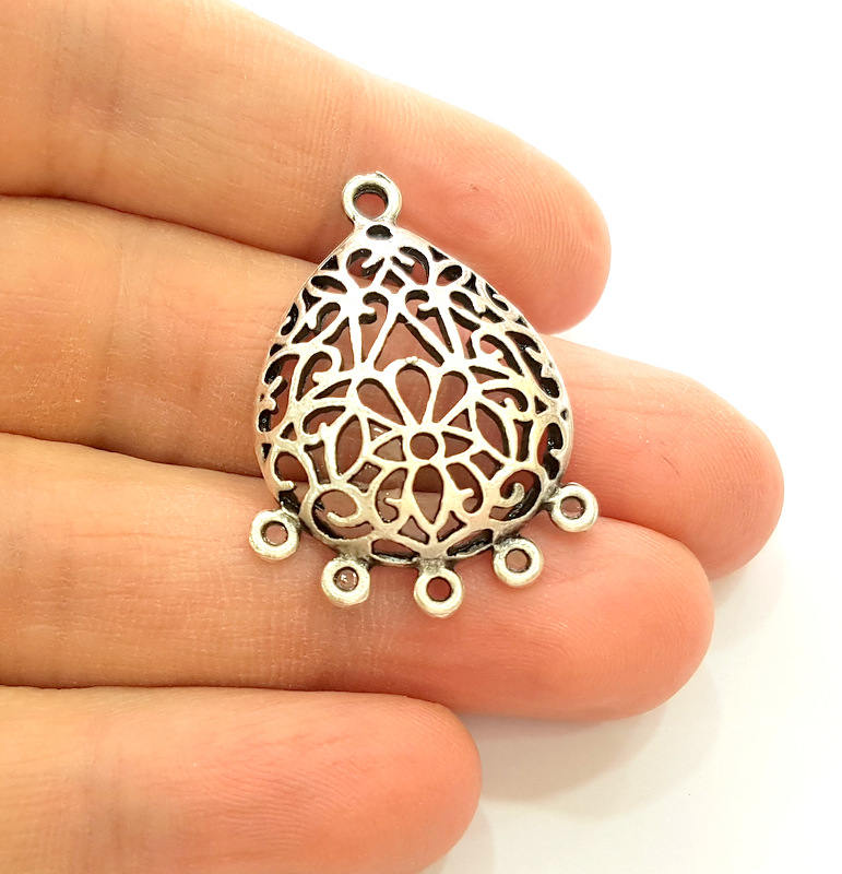 4 Silver Connector Pendant Antique Silver Plated Pendant Connector (36x25mm) G7469