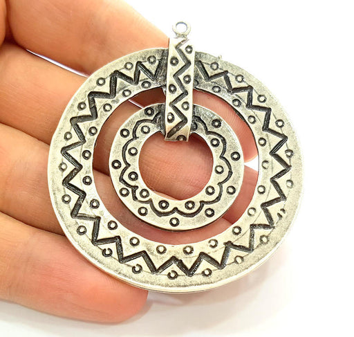 Silver Pendant Antique Silver Plated Pendants (58mm) G15860