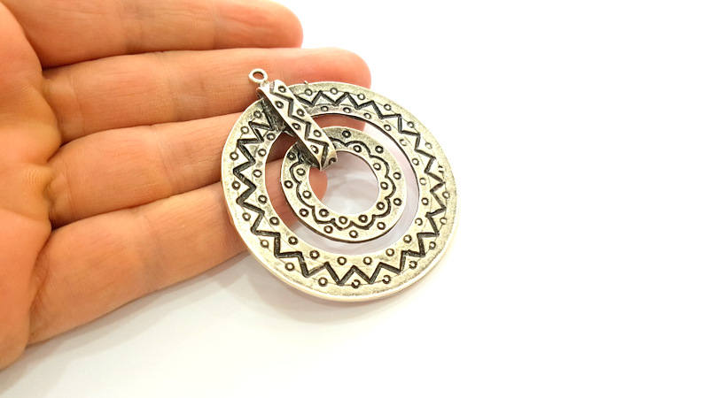 Silver Pendant Antique Silver Plated Pendants (58mm) G15860