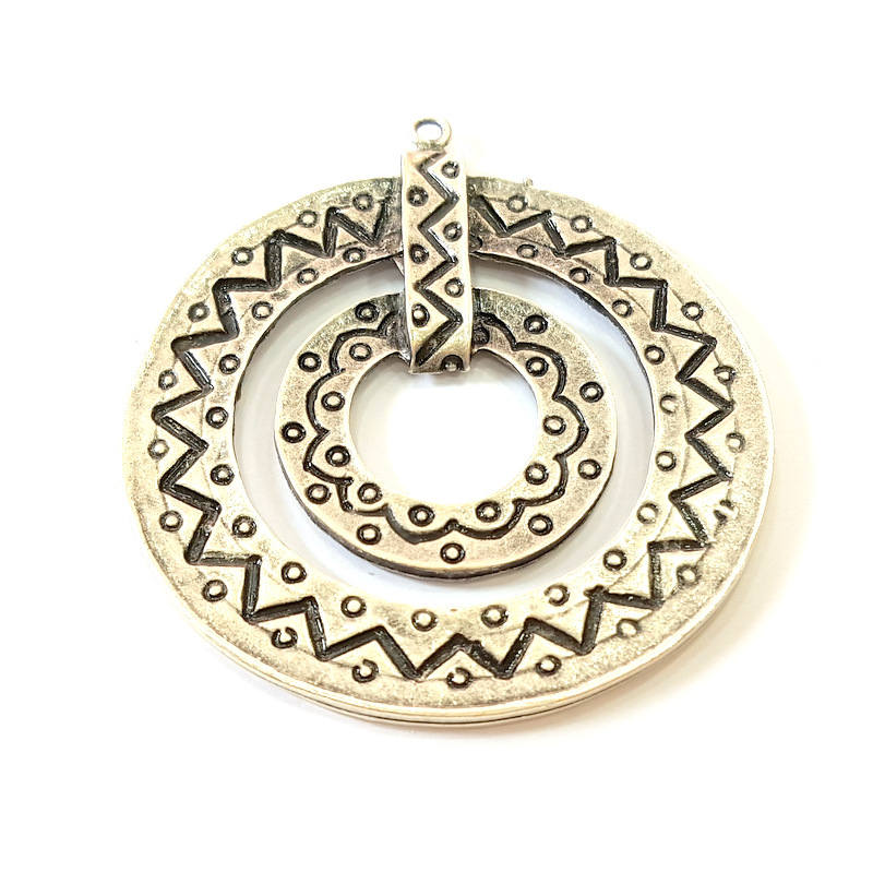 Silver Pendant Antique Silver Plated Pendants (58mm) G15860