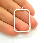 4 Silver Charms Antique Silver Plated Rectangle Charms (42x26mm)  G7472