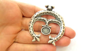 Silver Pendant Antique Silver Plated Pendant Blank (60x53mm) G7473