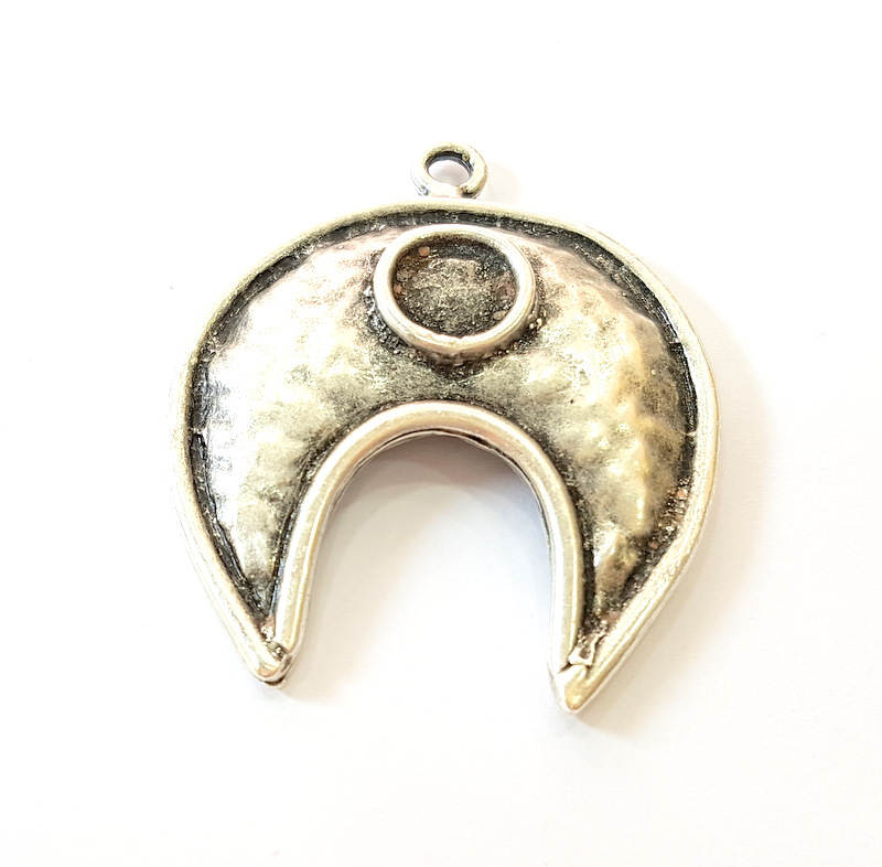 Silver Pendant Antique Silver Plated Pendant Blank (57x49mm) G7475