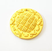 Gold Round Charms Matt Gold Pendant (35mm)  G7482