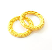 2 Gold Plated Circle Connector Findings (33mm)  G7485