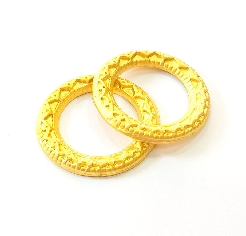 2 Gold Plated Circle Connector Findings (33mm)  G7485