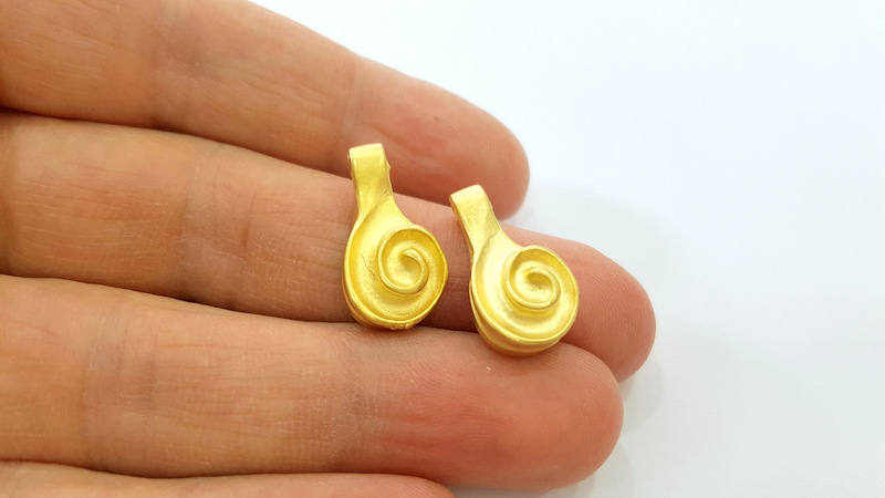 2 Gold Charm Gold Plated Charms (21x11mm)  G7486