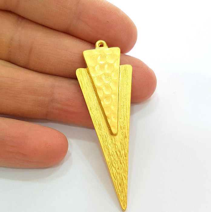 2 Triangle Pendant Gold Plated Pendant  (60x19mm)  G7489