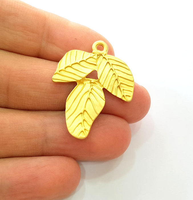 2 Leaf Charms Gold Plated Charms (34x27mm) G7490