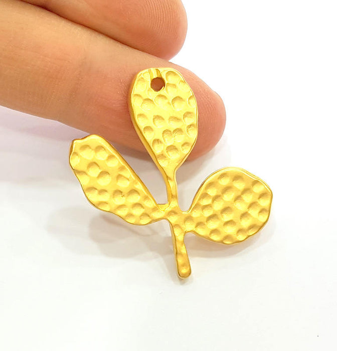 Hammered Leaf Charms Gold Charms (36x37mm) G7495