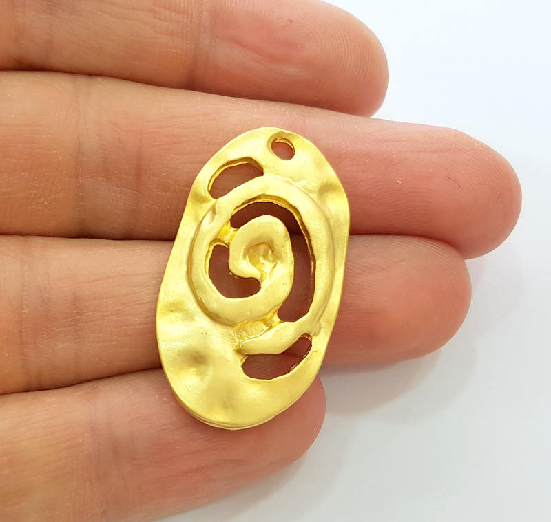 2 Gold Charms Gold Plated Pendant (36x20mm)  G7496