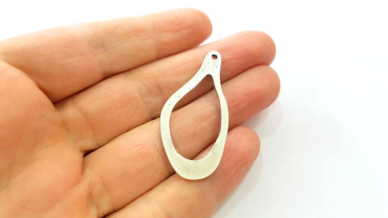 Silver Drop Pendant Antique Silver Plated Pendants (46x22mm) G7500