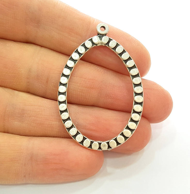 2 Silver Drop Pendant Antique Silver Plated Pendants (47x31mm) G8292