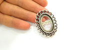 2 Silver Pendant Antique Silver Plated Pendant Blank (44x30mm) G7502