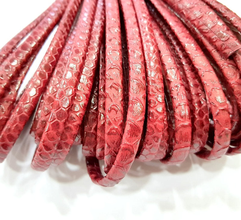 Red Cord 1mt-3.3 ft (8x4mm) imitation Leather Lacing G7995