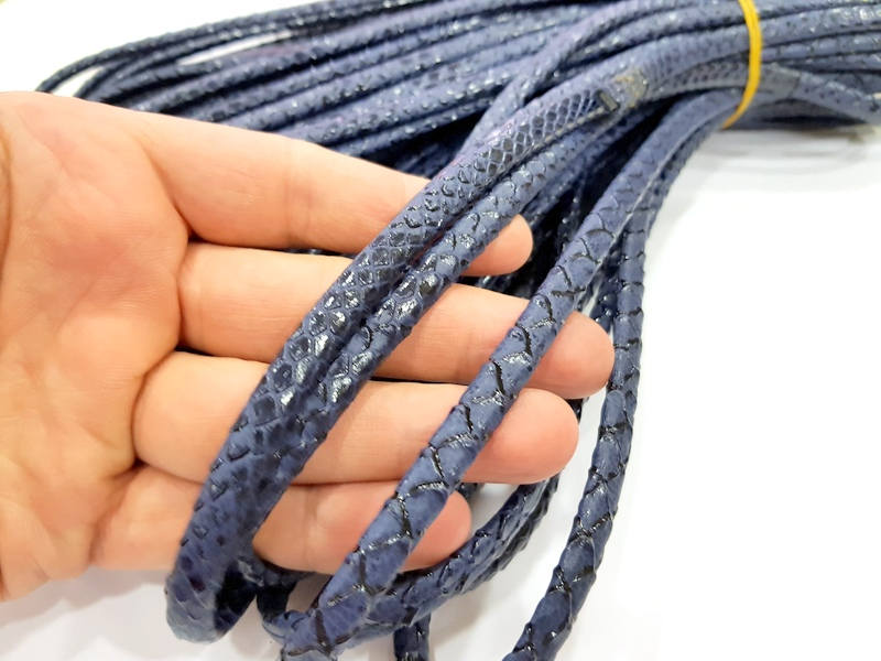 Navy Blue Cord 1mt-3.3 ft (8x4mm) imitation Leather Lacing G7997