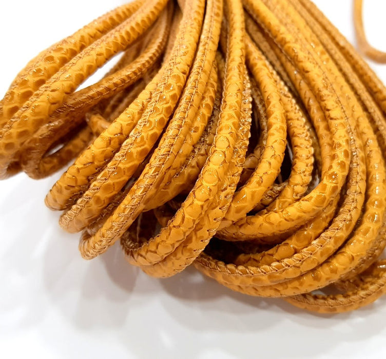 Light Orange Cord 1mt-3.3 ft (6mm) imitation Leather Lacing G8001