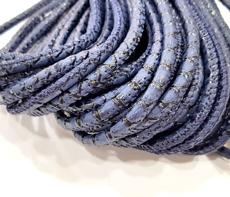 Navy Blue Cord 1mt-3.3 ft (6mm) imitation Leather Lacing G8008