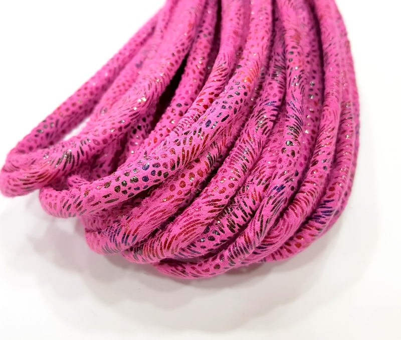 Pink Cord 1mt-3.3 ft (6mm) imitation Leather Lacing G8010