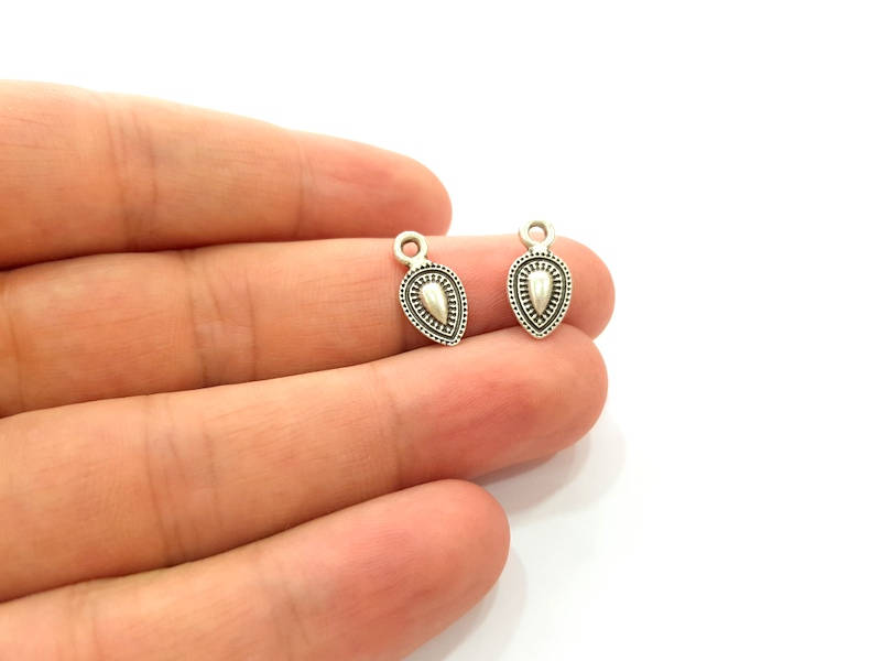 10 Silver Charms Antique Silver Plated Charms (16x8mm) G8018