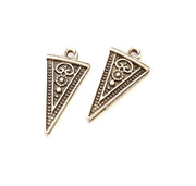 10 Silver Triangle Charms Antique Silver Plated Charms (25x13mm) G8304