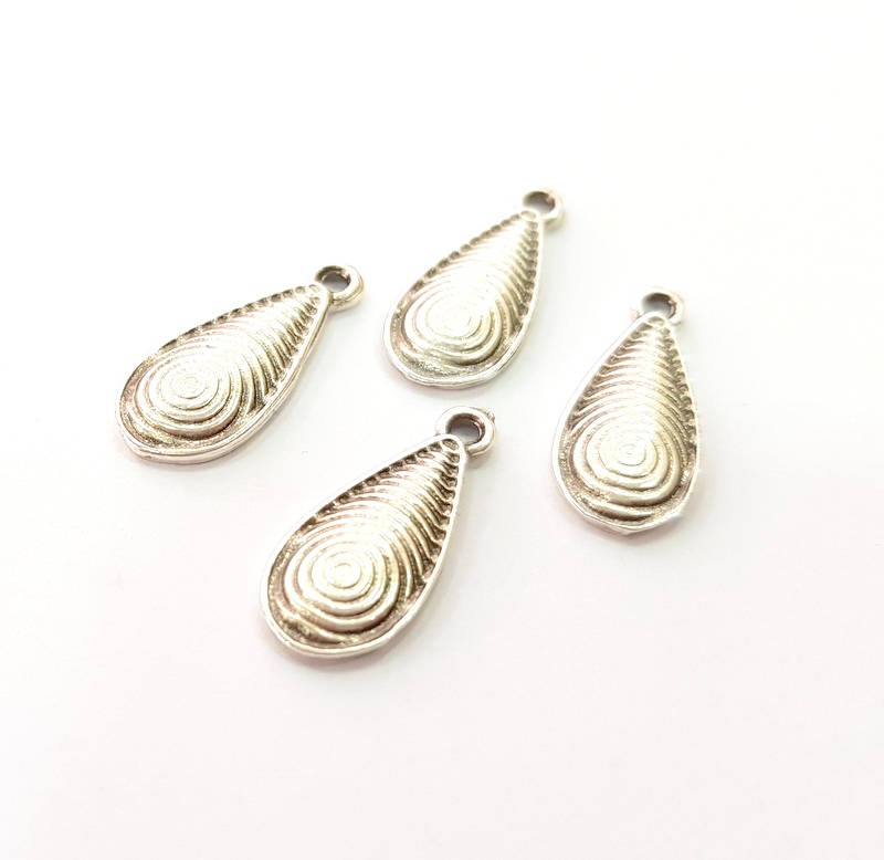 10 Silver Charms Antique Silver Plated Charms (18x8mm) G8410