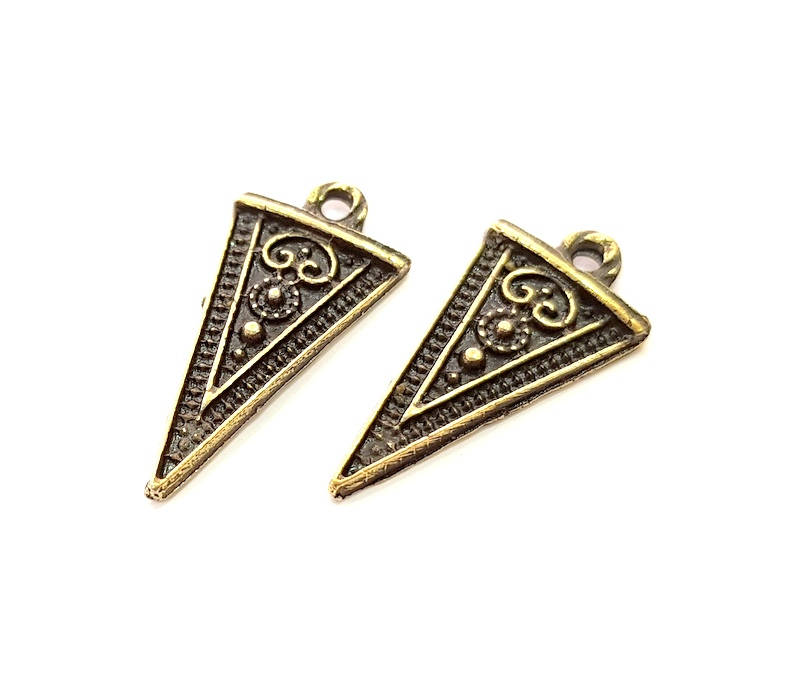 10 Antique Bronze Tribal Charm Antique Bronze Charm (25x13mm) G8026