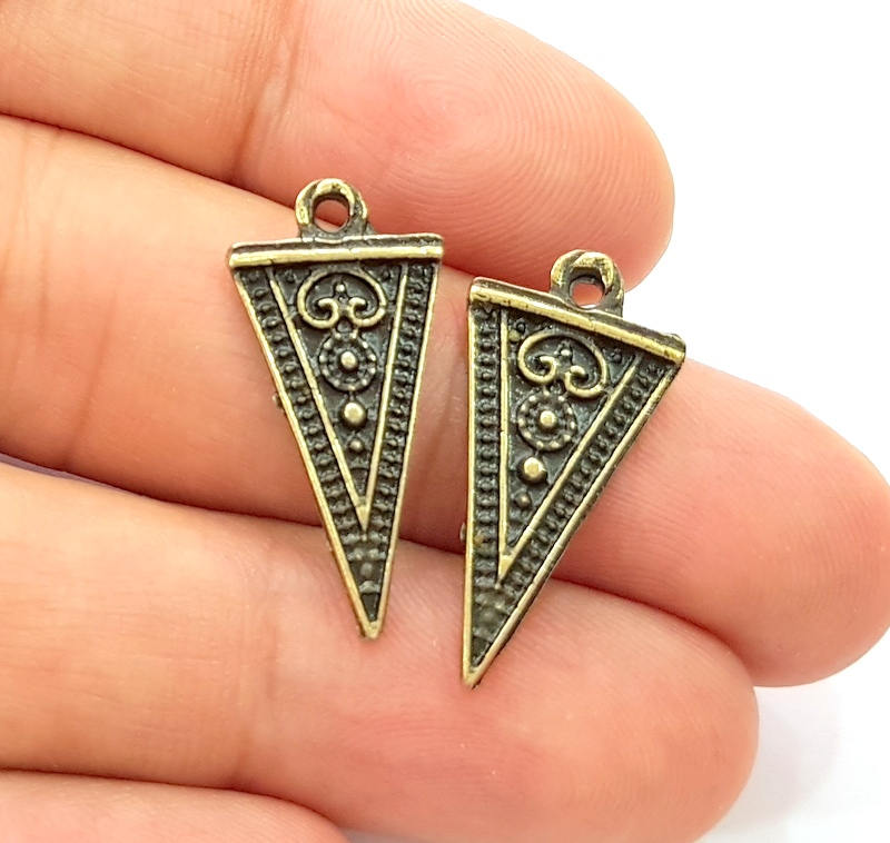 10 Antique Bronze Tribal Charm Antique Bronze Charm (25x13mm) G8026