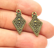 10 Antique Bronze Tribal Charm Antique Bronze Charm (24x13mm) G8797
