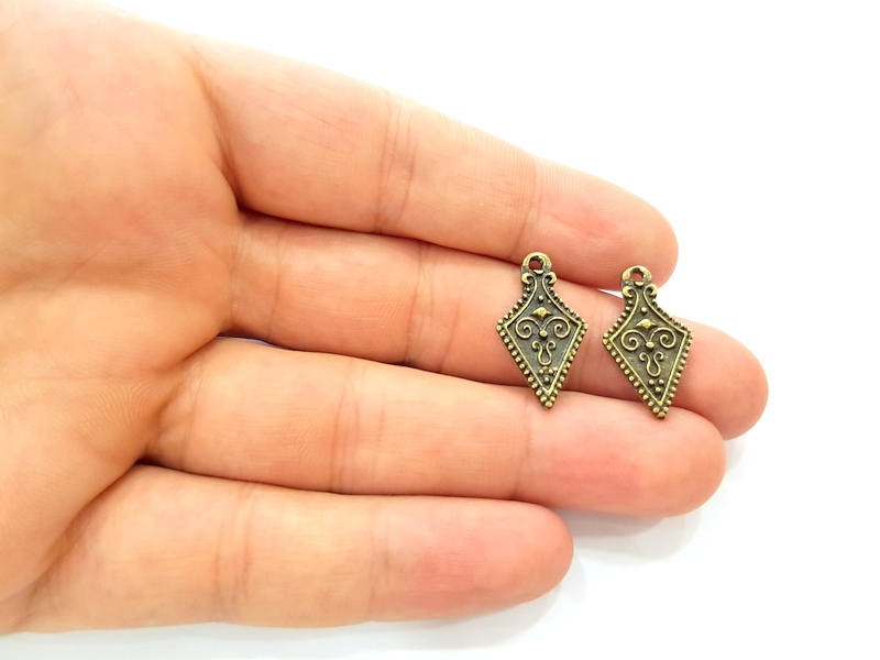 10 Antique Bronze Tribal Charm Antique Bronze Charm (24x13mm) G8797