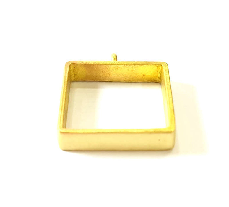 Raw Brass Bezel Settings Pendant Blank  Base Blank Mountings Necklace Blank Cabochon Base  (20mm square blank) G7521