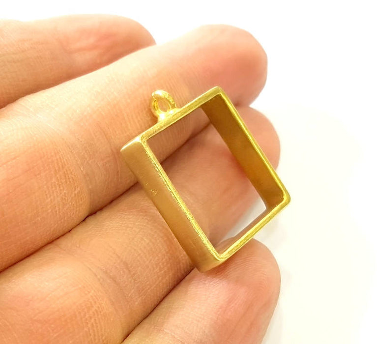 Raw Brass Bezel Settings Pendant Blank  Base Blank Mountings Necklace Blank Cabochon Base  (20mm square blank) G7521