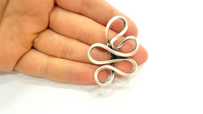 Silver Pendant Connector Antique Silver Plated Pendants  (52x39mm)  G7524