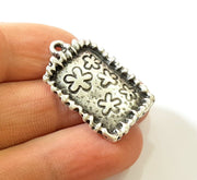 2 Silver Flower Charms Antique Silver Plated Charms (33x21mm) G7526