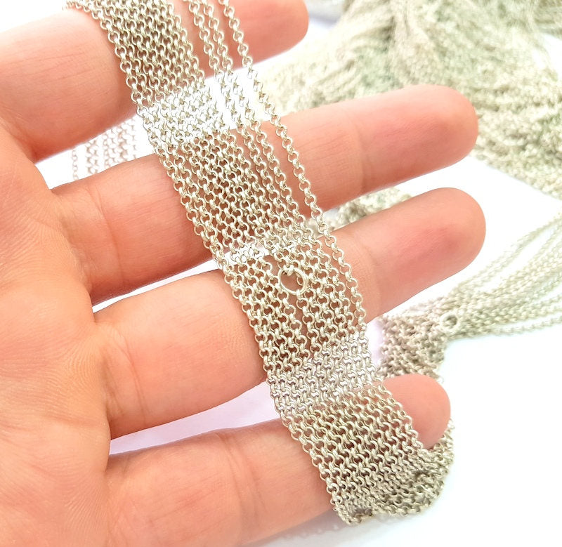 10mt Silver Rolo Chain Antique Silver Plated Chain  10 Meters - 33 feet (2 mm) G8028